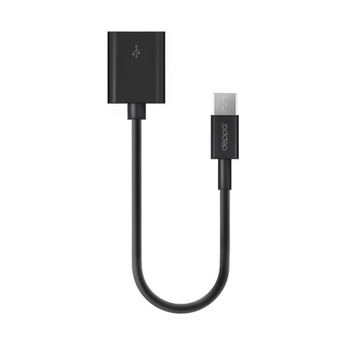 Кабель Deppa (72110) OTG адаптер USB - micro USB, черный,  0,15м