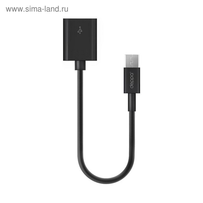 Кабель Deppa (72110) OTG адаптер USB - micro USB, черный,  0,15м