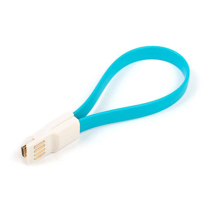 Кабель Deppa магнит micro USB 0,23м,  плоский,  голубой