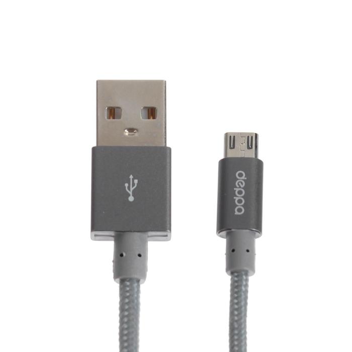 Кабель Deppa (72192) micro USB, алюминий/нейлон, графит,  1,2 м