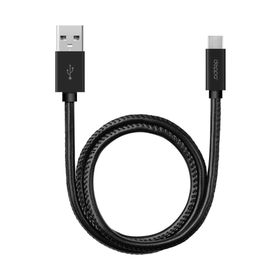 

Кабель Deppa (72268) USB - micro USB, 1.2 м, 2.4А, алюминий/экокожа, черный