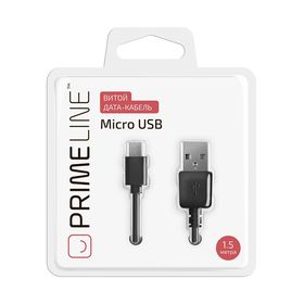 

Кабель Prime Line (7209), витой, USB-micro, USB черный, 1,5 м