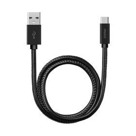 Кабель Deppa (72270) USB-USB Type-C, 1,2м,  алюминий/экокожа, черный