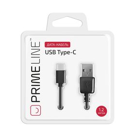 

Кабель Prime Line (7213) USB - USB Type-C, 1.2м, черный