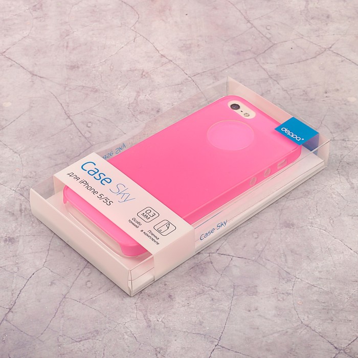 Чехол-крышка DEPPA Sky Case iPhone 5/5S/SE, 0,3 мм, розовый,