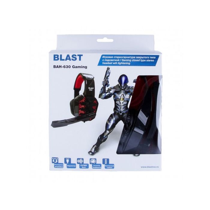 Гарнитура Blast BAH-630 Gaming, мониторная, черно-красная