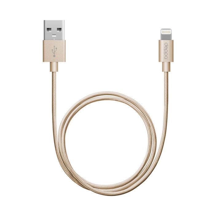 Кабель Deppa (72188) MFI алюминий/нейлон Apple 8-pin, золотой, 1,2 м