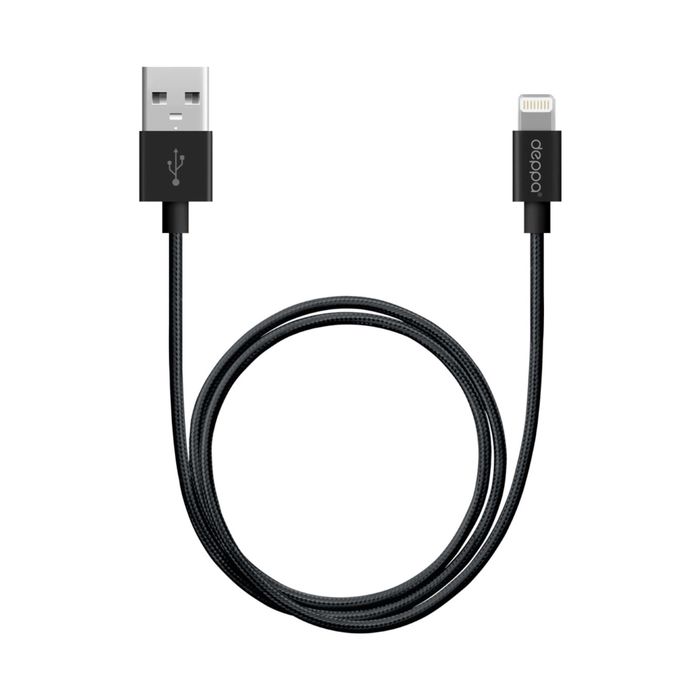Кабель Deppa (72255) USB - 8-pin MFI, 1,2 м, алюминий/нейлон, черный