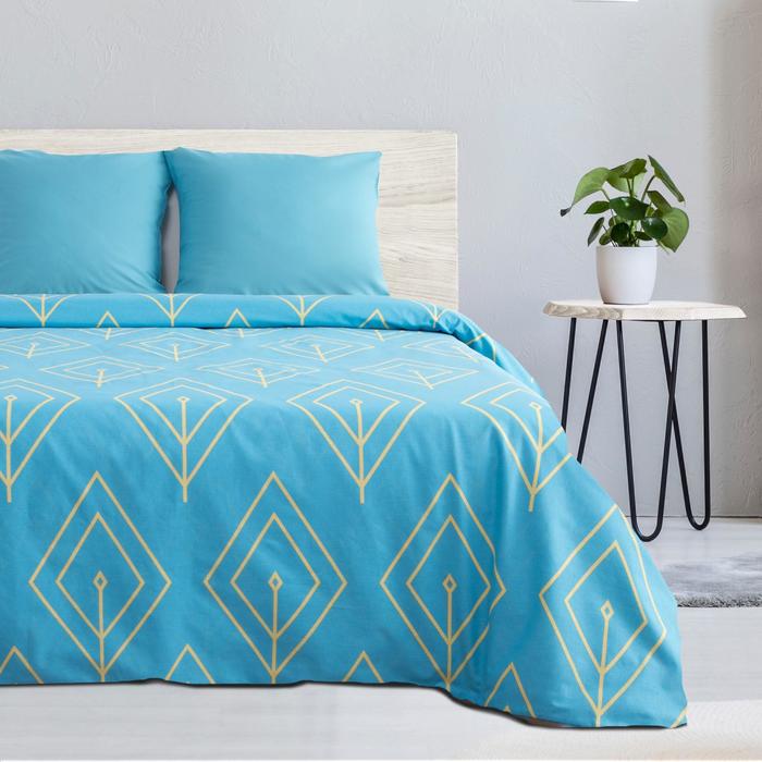 Постельное бельё "Этель" евро Бирюзовый лепесток 200х217 см, 220х240 см, 70х70 см - 2 шт., поплин 125 г/м²