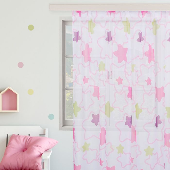 Тюль "Этель" Звёзды (вид 2) без утяжелителя, ширина 250 см, высота 270 см