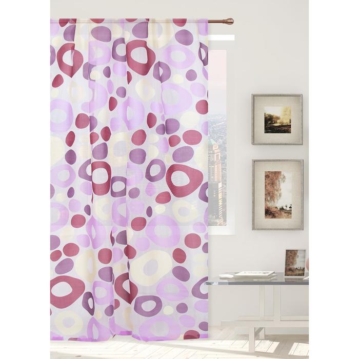 Тюль "Этель" Калейдоскоп (цвет лиловый) без утяжелителя, ширина 250 см, высота 270 см