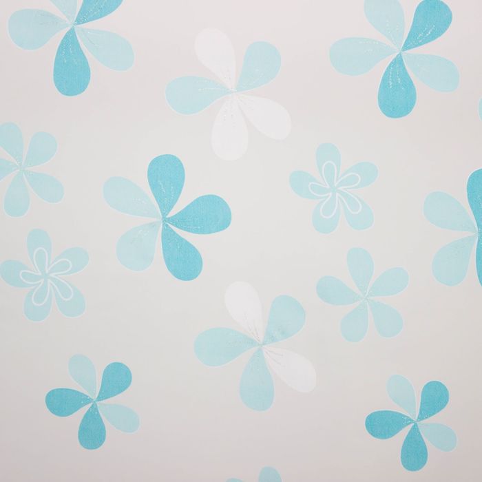 Тюль "Этель" Цветы лета (цвет голубой) без утяжелителя, ширина 250 см, высота 270 см