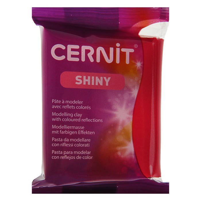 Полимерная глина запекаемая, Cernit Shiny, 56 г, с эффектом слюды красная, №400