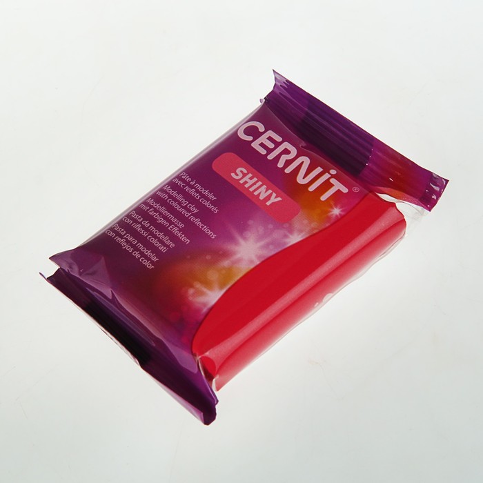 Полимерная глина запекаемая, Cernit Shiny, 56 г, с эффектом слюды красная, №400