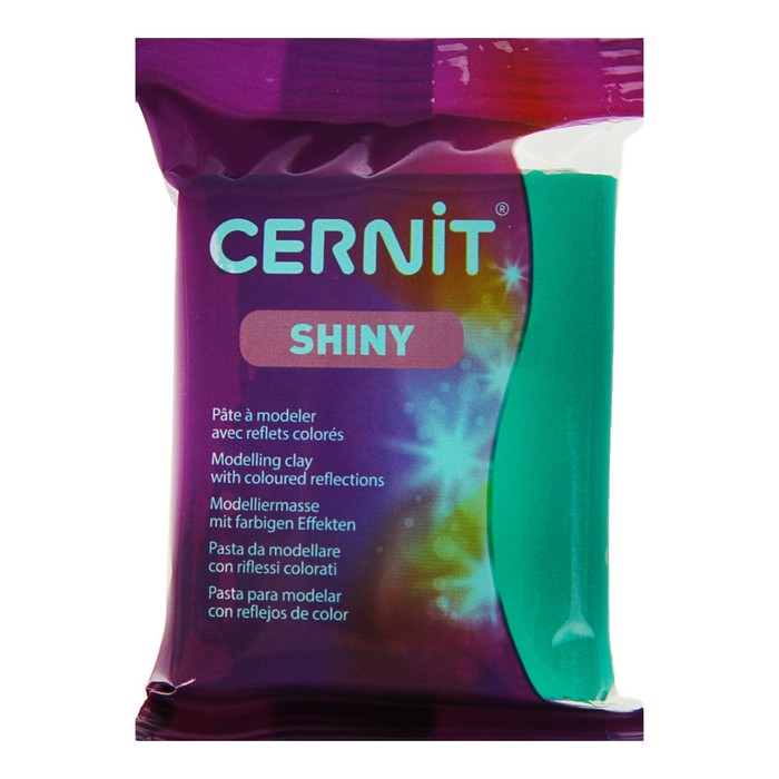 Полимерная глина запекаемая, Cernit Shiny, 56 г, с эффектом слюды, зелёная, №600