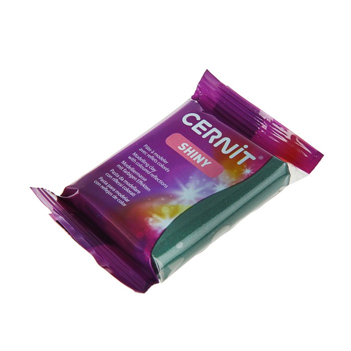 Полимерная глина запекаемая, Cernit Shiny, 56 г, с эффектом слюды, зелёная утиная, №630