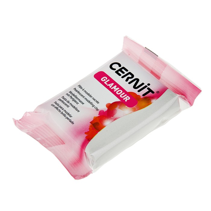 Полимерная глина запекаемая, Cernit Glamour Metallic, 56 г, серебряная, №080