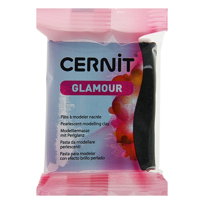 Полимерная глина запекаемая, Cernit Glamour Pearl, 56 г, чёрная, №100