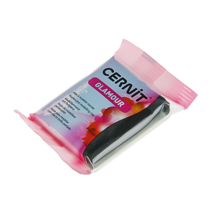 Полимерная глина запекаемая, Cernit Glamour Pearl, 56 г, чёрная, №100