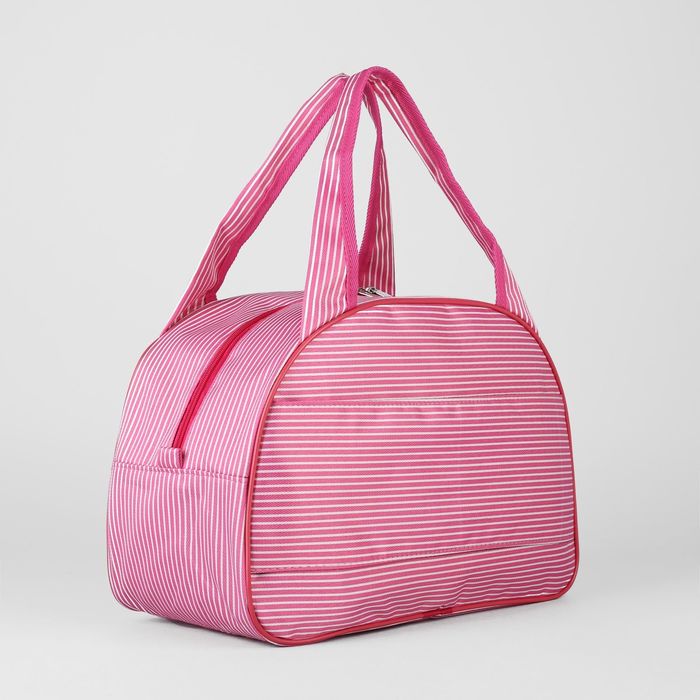 Сумка дорожная на молнии, 1 отдел, держатель для чемодана, цвет белый/розовый