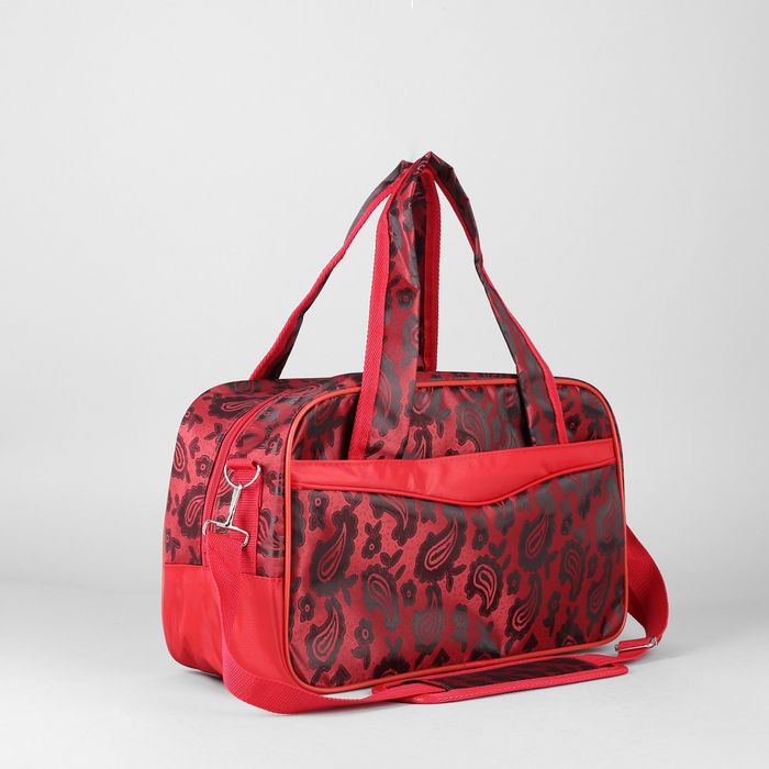 Сумка дорожная на молнии, 1 отдел, 2 наружных кармана, ремень, цвет красный