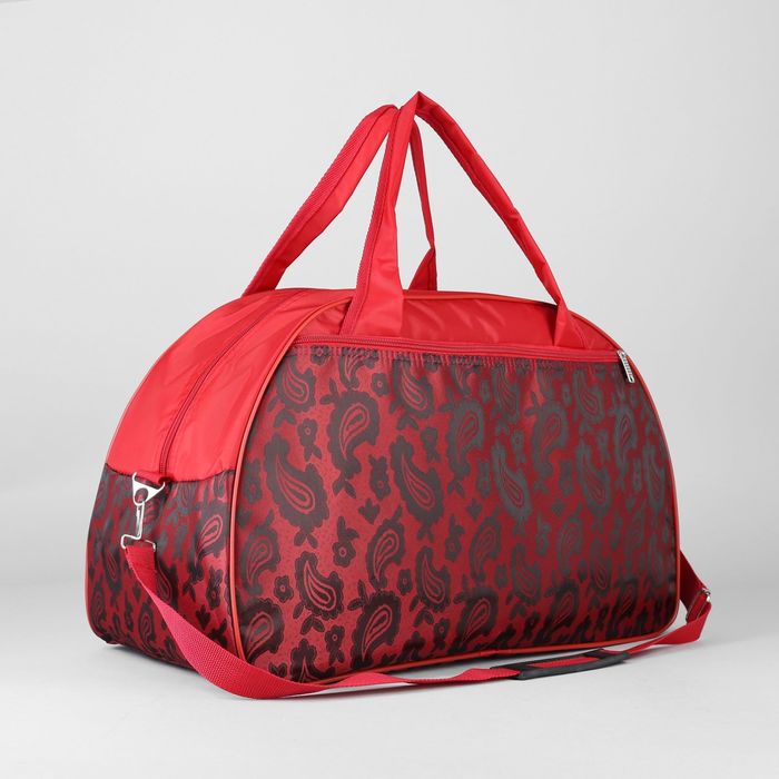 Сумка дорожная на молнии, 1 отдел, 2 наружных кармана, ремень, цвет красный