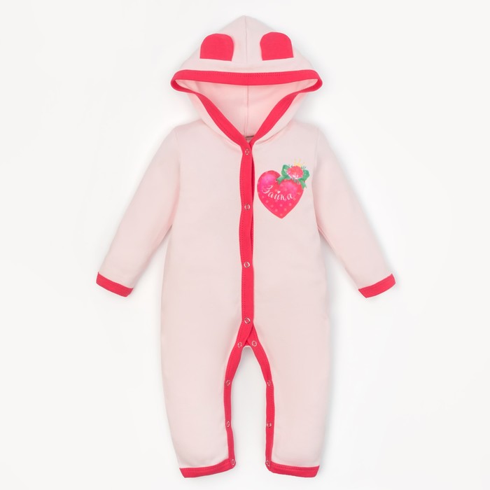 Комбинезон детский с капюшоном "Зайка", рост 68-74 см, 6-9 мес (24 р-р)
