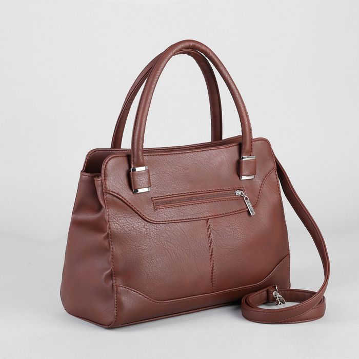 Сумка женская на молнии, 2 отдела, наружный карман, цвет коричневый