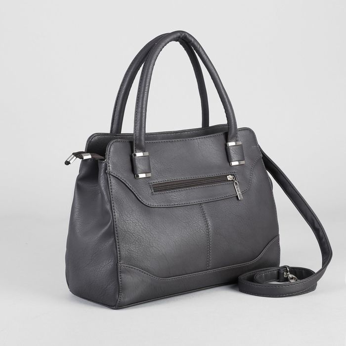 Сумка женская на молнии, 2 отдела, наружный карман, цвет серый