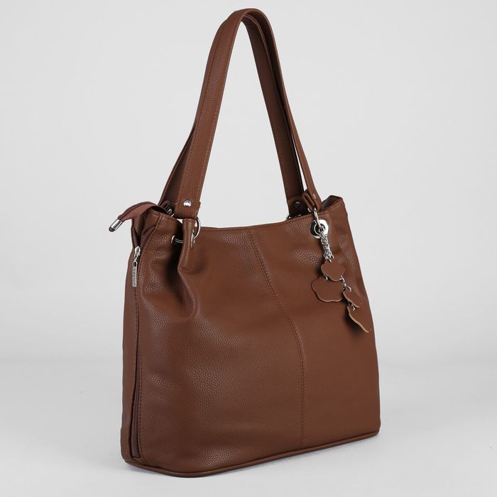 Сумка женская на молнии, 1 отдел с перегородкой, наружный карман, цвет коричневый