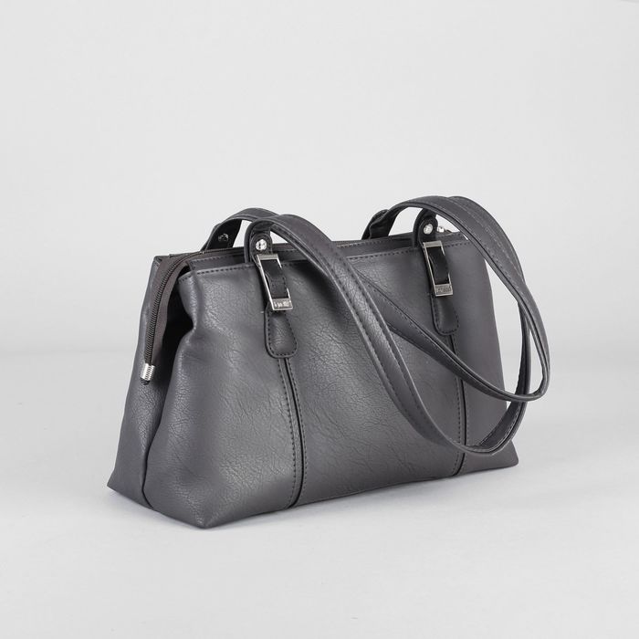 Сумка женская на молнии, 1 отдел, наружный карман, цвет тёмно-серый