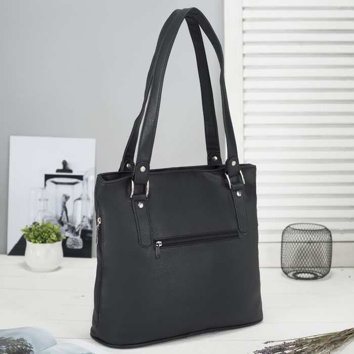 Сумка женская на молнии, 1 отдел с перегородкой, наружный карман, цвет чёрный