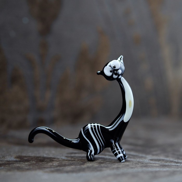 Сувенир из стекла миди "Кот в полоску", микс, 9 х 7 х 2,5 см