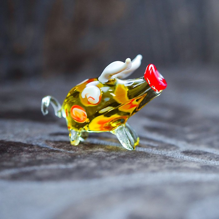 Сувенир из стекла миди "Хрюшка", 6,5 х 2 х 4 см