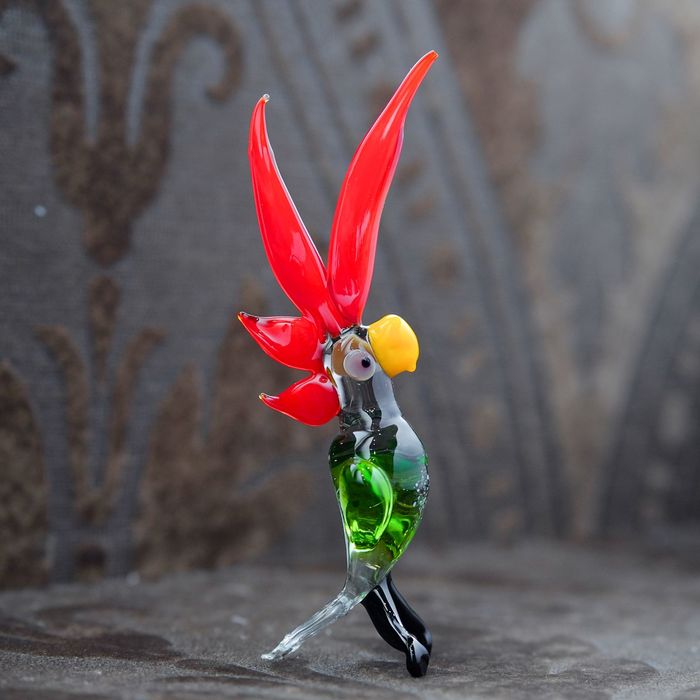 Сувенир из стекла средняя "Попугай", микс, 6 х 4 х 15 см