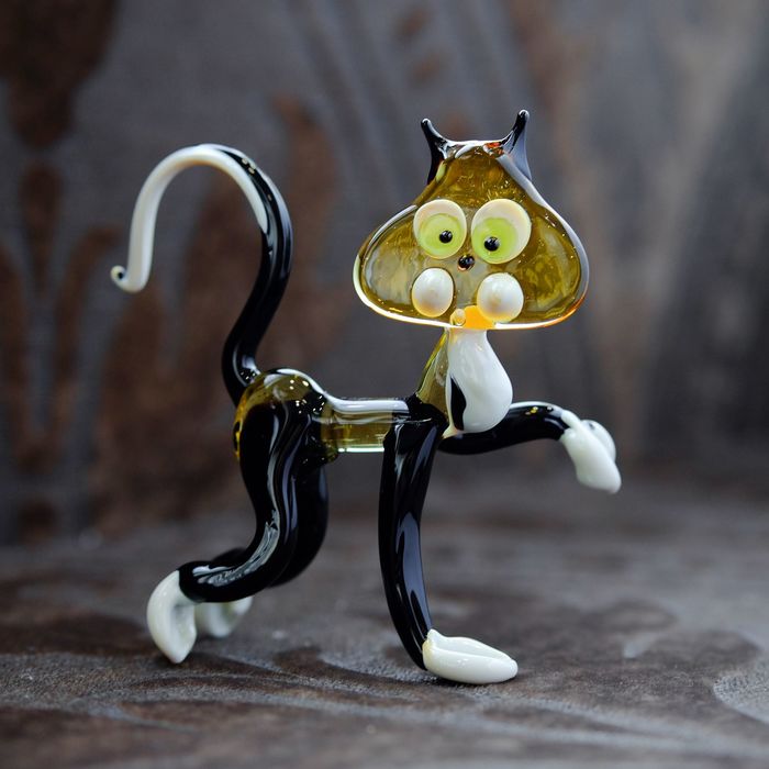 Сувенир из стекла средняя "Котик", микс, 10 х 4 х 9,5 см