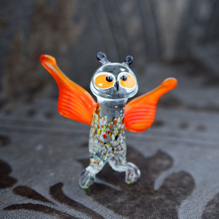 Сувенир из стекла средняя "Сова", в полете, микс, 9 х 5 х 8 см