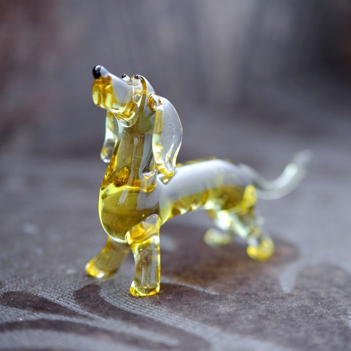 Сувенир из стекла средняя "Такса", микс, 12 х 4 х 7,5 см