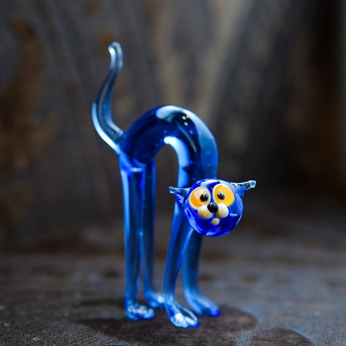 Сувенир из стекла средняя "Кот", микс, 10,5 х 4 х 7 см