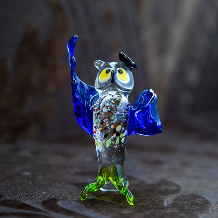 Сувенир из стекла средняя "Сова", в конфедератке, микс, 9,5 х 5 х 4,5 см