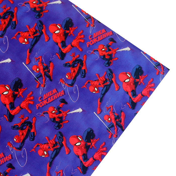 Бумага глянцевая в рулонах "С Днем Рождения", 70х100 см, Человек-паук