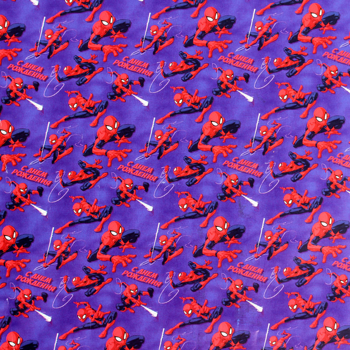 Бумага глянцевая в рулонах "С Днем Рождения", 70х100 см, Человек-паук