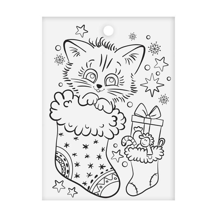 Бумажные наклейки с раскраской на обороте «Зимний котик», 11 х 15,2 см