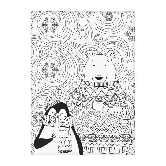 Бумажные наклейки с раскраской на обороте «Пингвинчики», 11 х 15,2 см