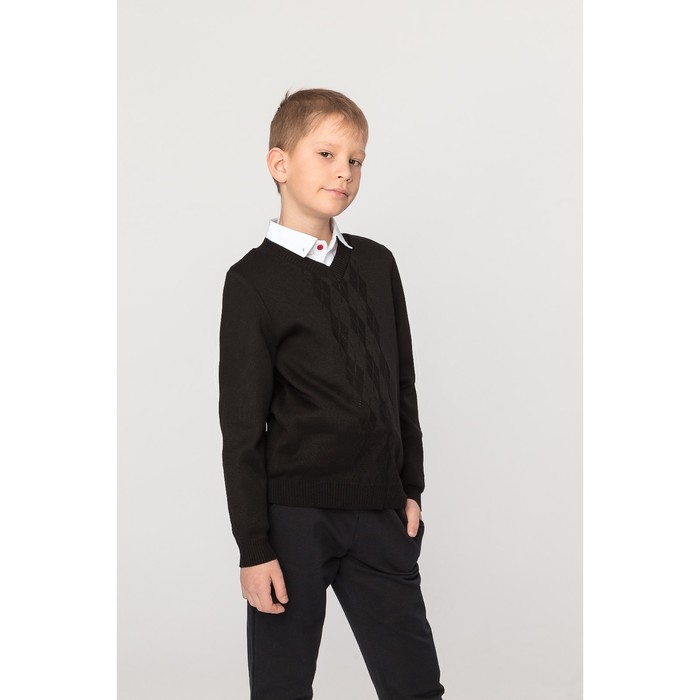 Джемпер для мальчика, рост 140 см, цвет чёрный 644