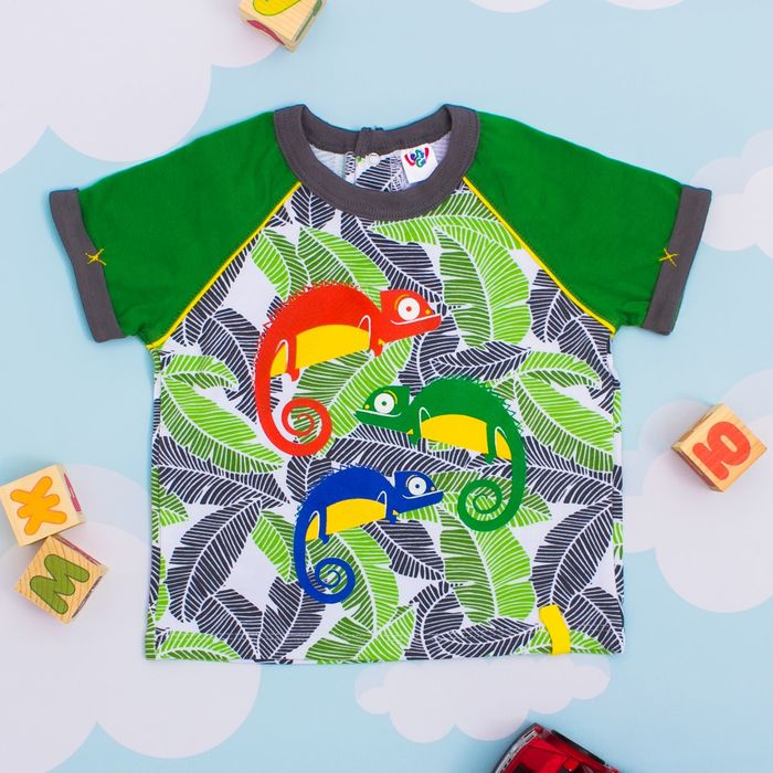 Футболка для мальчика, рост 86 см, цвет тропики/тёмно-зелёный 5214_М