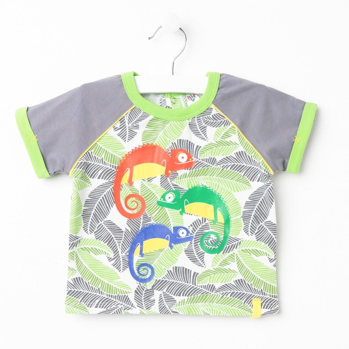 Футболка для мальчика, рост 86 см, цвет тропики/тёмно-серый 5214_М