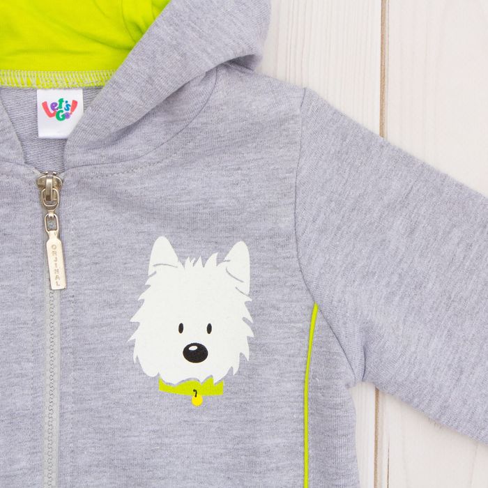 Костюм ясельный, рост 68 см, цвет серый меланж/салатовый 4114_М