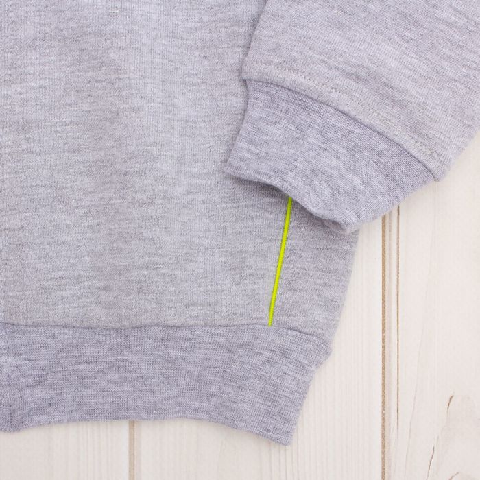 Костюм ясельный, рост 68 см, цвет серый меланж/салатовый 4114_М