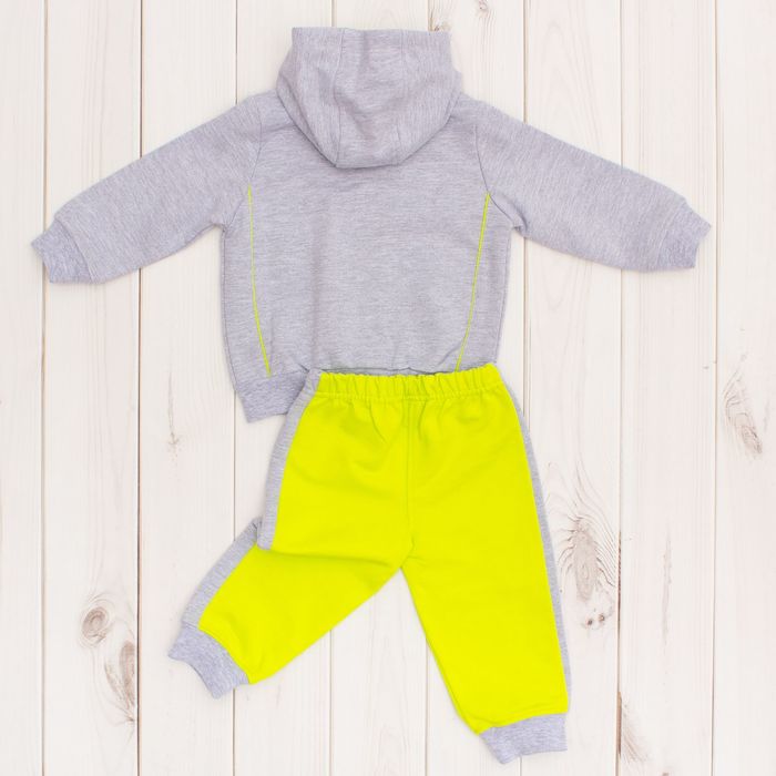 Костюм ясельный, рост 68 см, цвет серый меланж/салатовый 4114_М